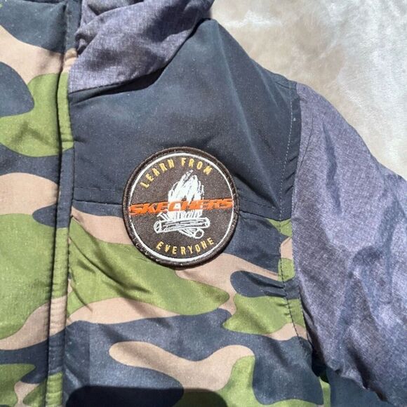 Skechers Baby Boy Puffer Coat 24M Multicolor Camouflage Hooded Long Sleeve - Picture 4 of 10